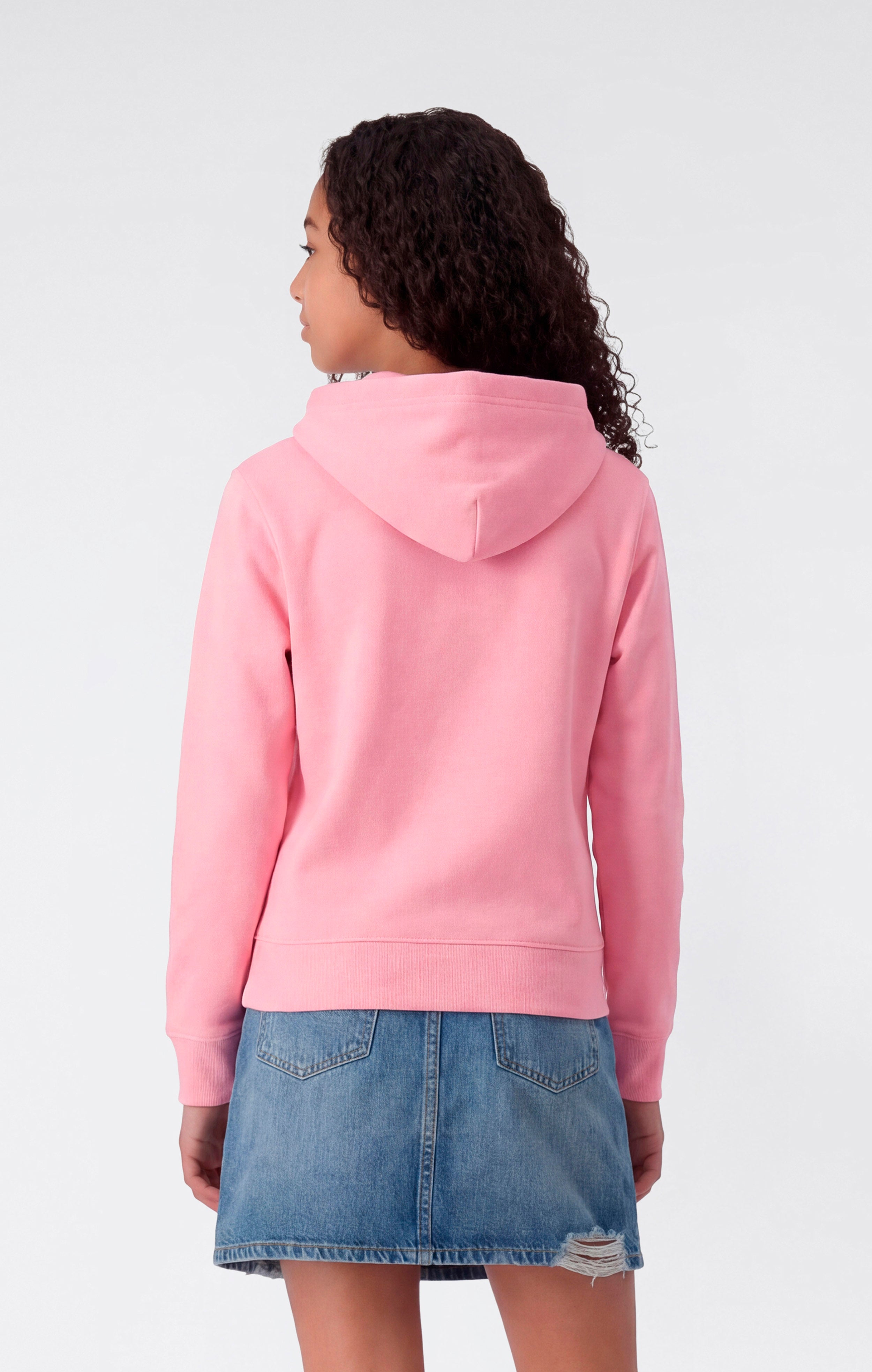 Girls’ Lightweight Hooded Sweatshirt with Tonal Embroidered Maxi Logo Icons