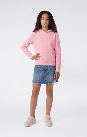Girls’ Lightweight Hooded Sweatshirt with Tonal Embroidered Maxi Logo Icons