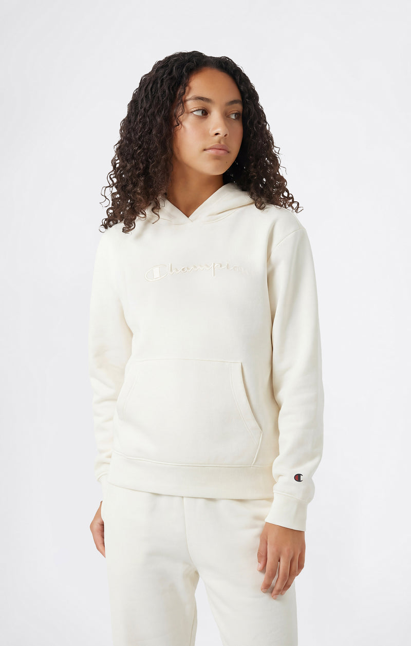 Girls’ Lightweight Hooded Sweatshirt with Tonal Embroidered Maxi Logo Icons