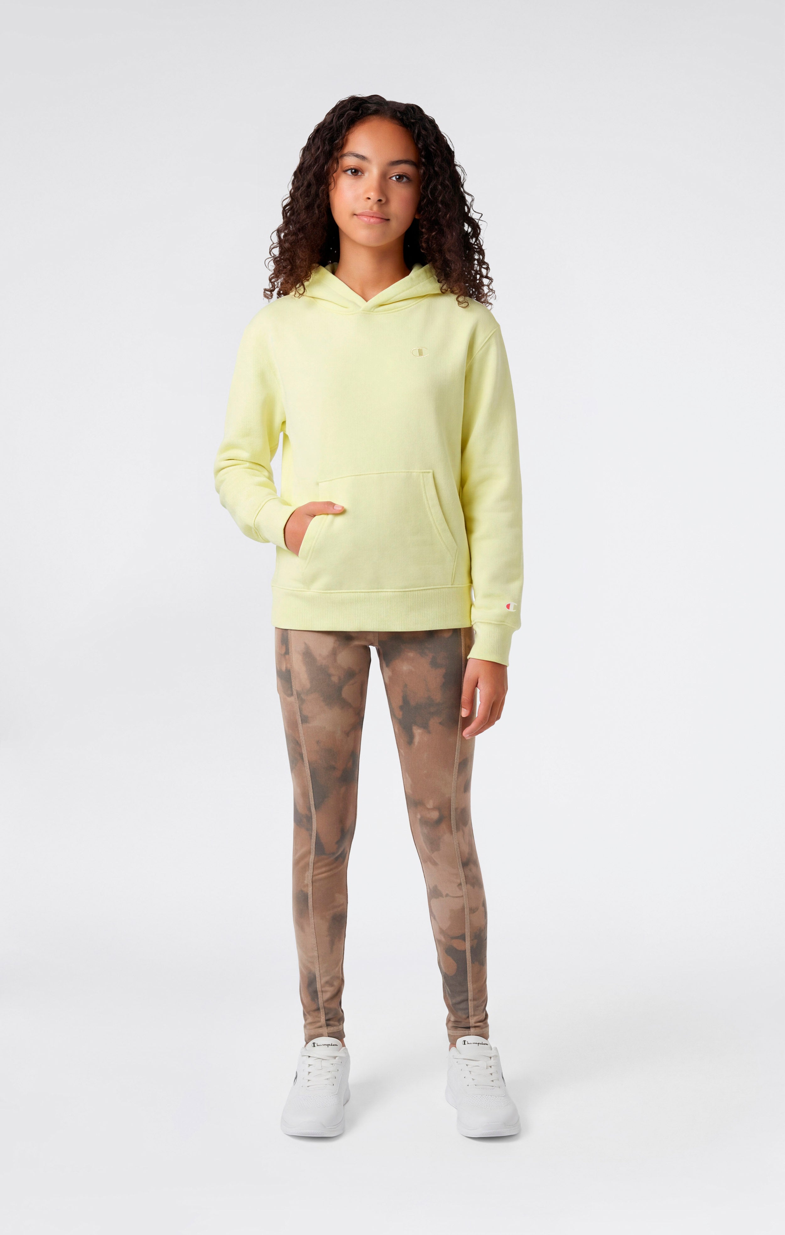 Girls’ Lightweight Hooded Sweatshirt with Tonal Embroidered “C” Logo Icons