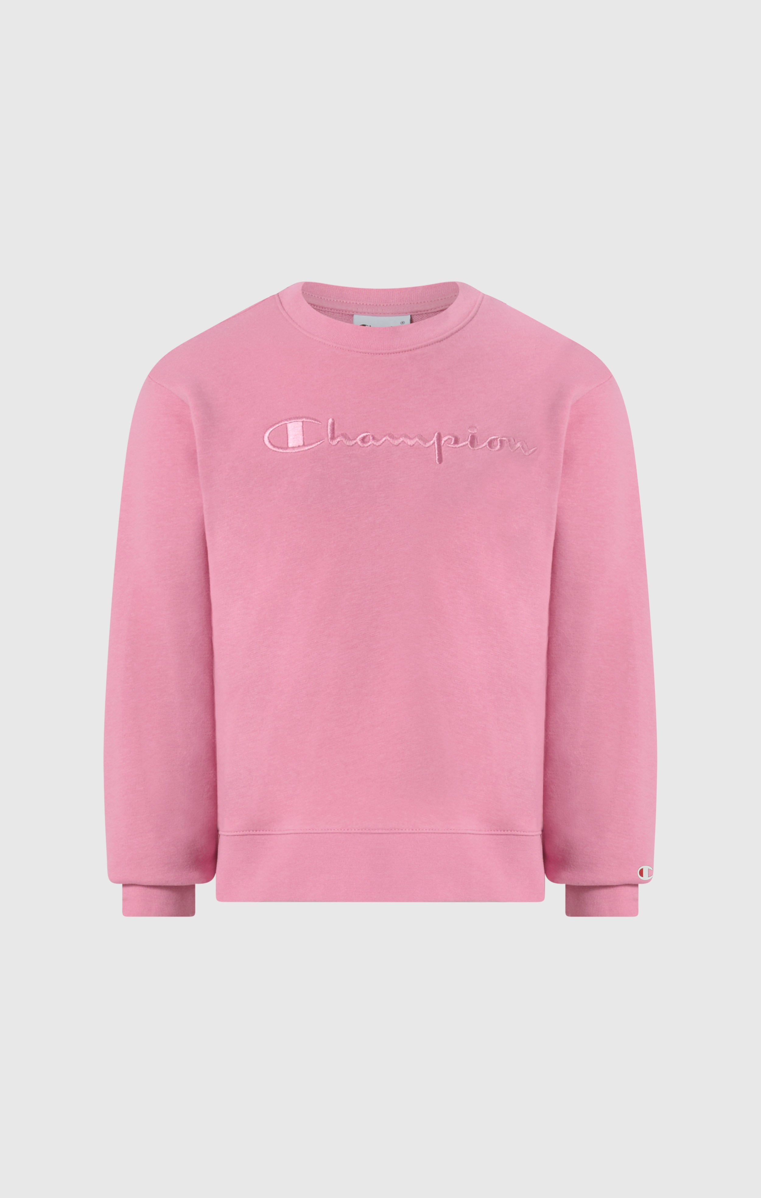 Girls’ Lightweight Crewneck Sweatshirt with Tonal Embroidered Maxi Logo Icons