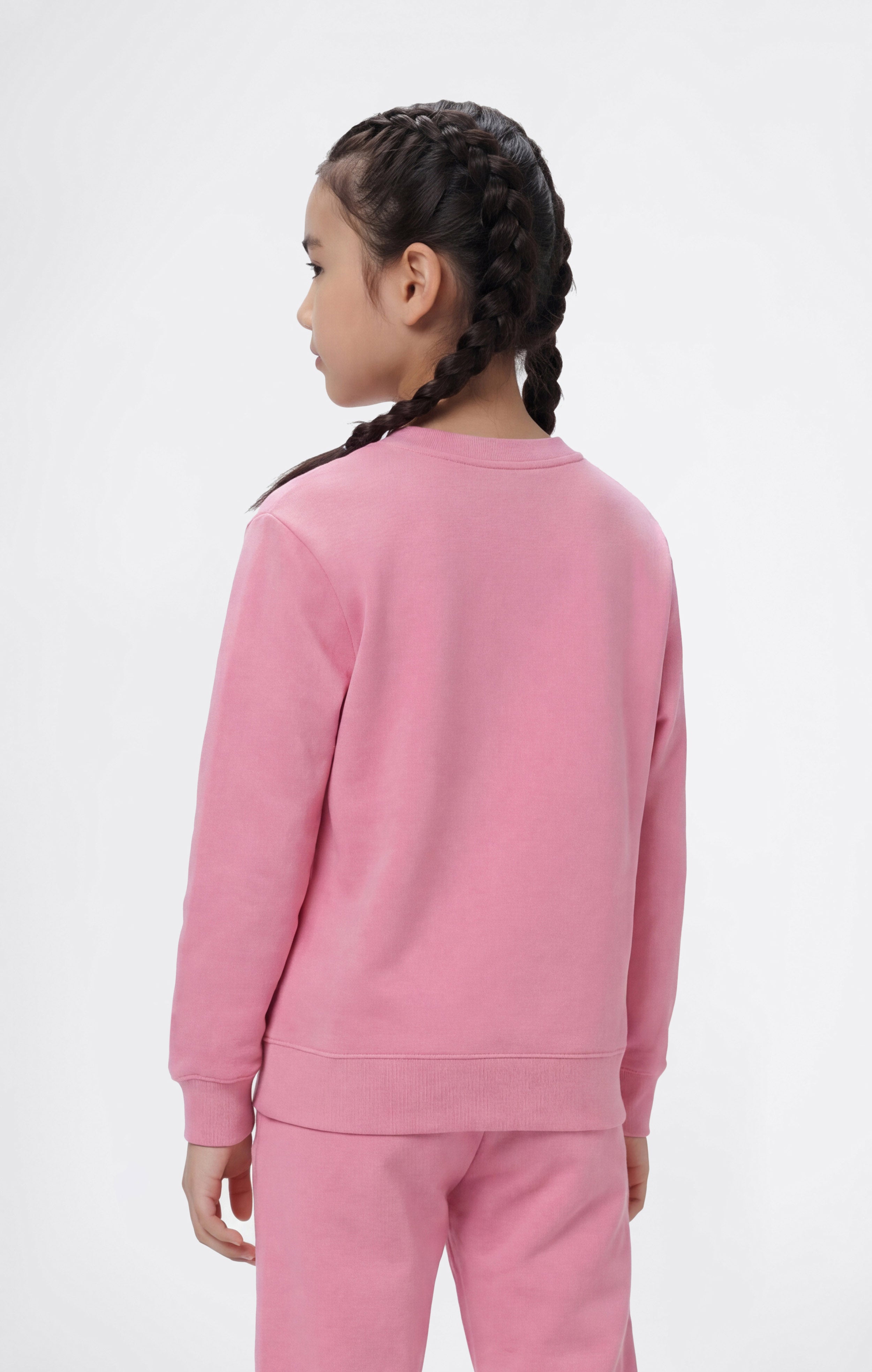 Girls’ Lightweight Crewneck Sweatshirt with Tonal Embroidered Maxi Logo Icons