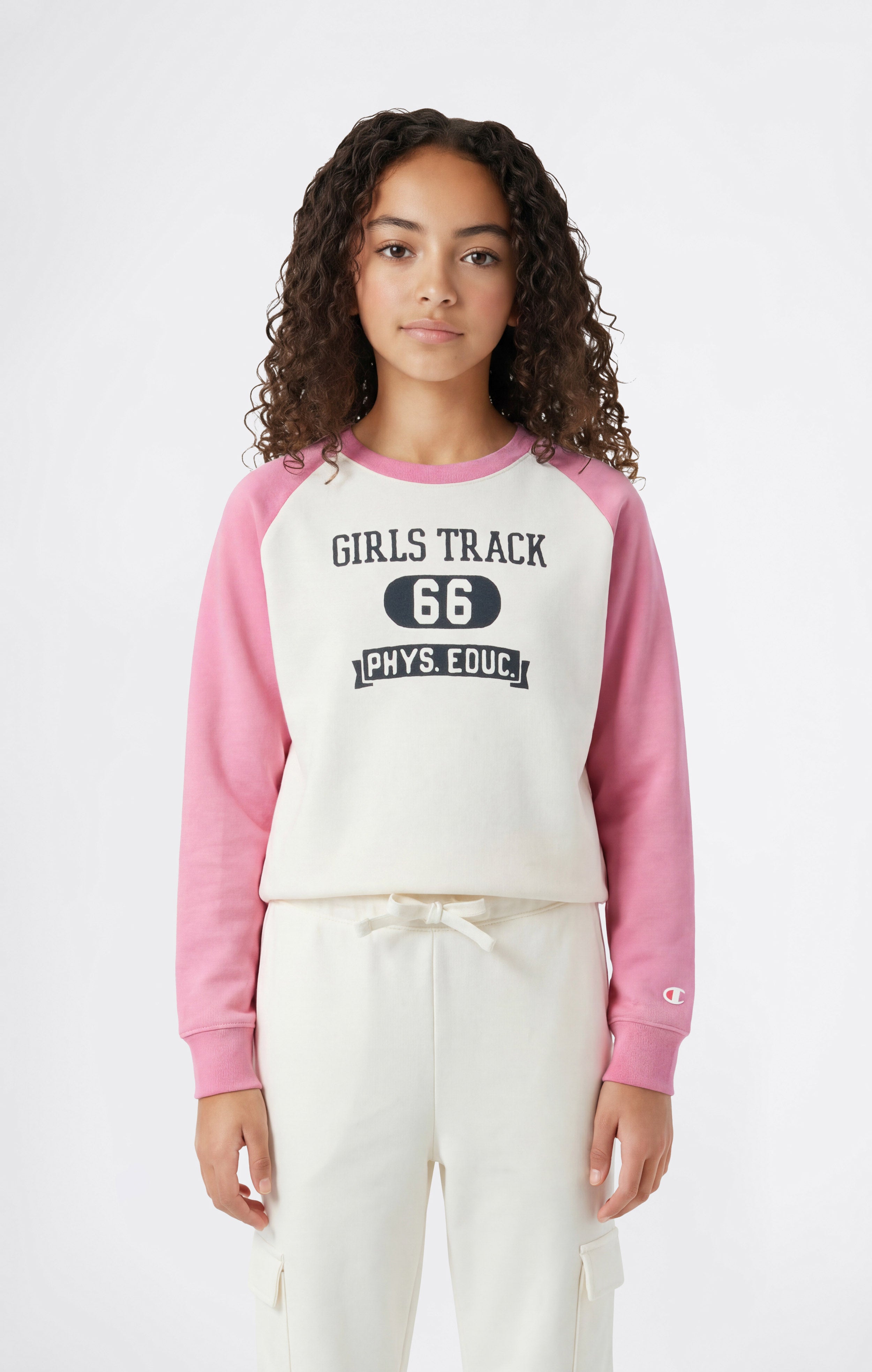 Girls’ Lightweight Crewneck Sweatshirt with Graphic Icons