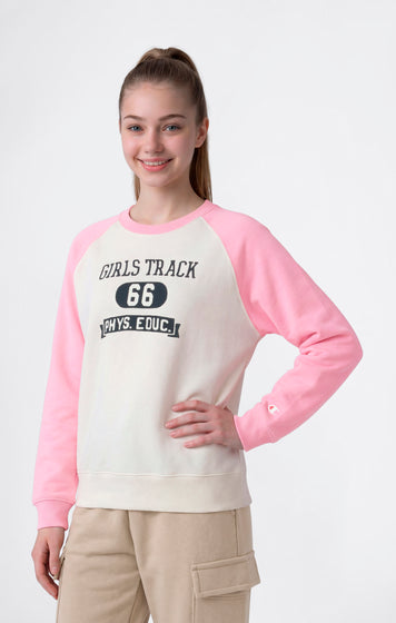 Girls’ Lightweight Crewneck Sweatshirt with Graphic Icons