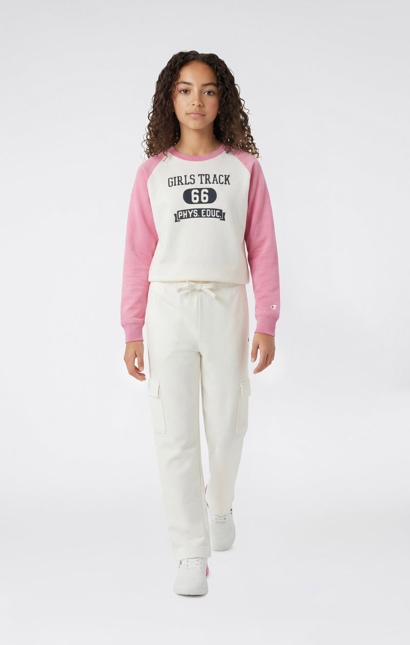 Girls’ Lightweight Crewneck Sweatshirt with Graphic Icons