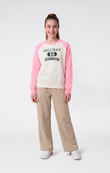 Girls’ Lightweight Crewneck Sweatshirt with Graphic Icons