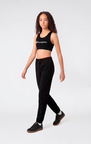 Girls’ Elastic Cuff Pants With Embroidered Logo