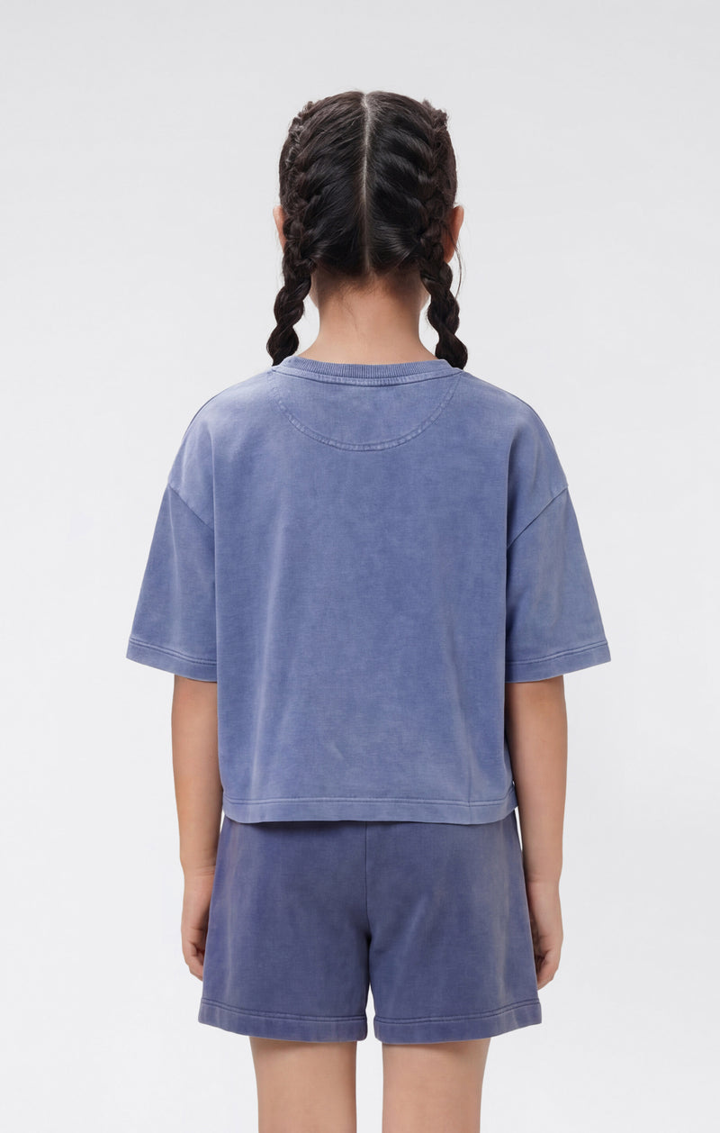 T-shirt crop effet délavé pour fille Icons