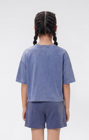 T-shirt crop effet délavé pour fille Icons