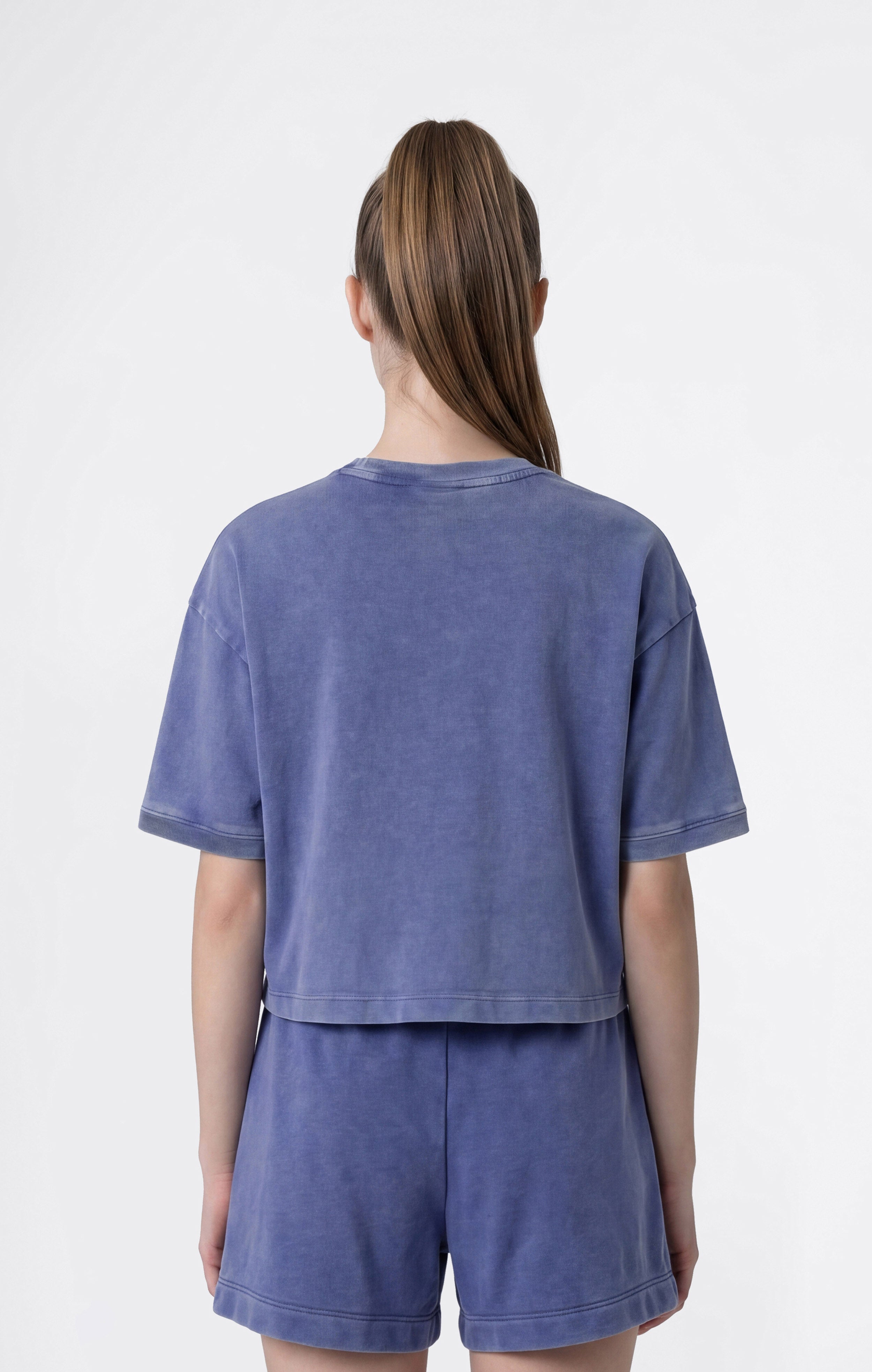 T-shirt Crop Effetto Slavato da Bambina Icons