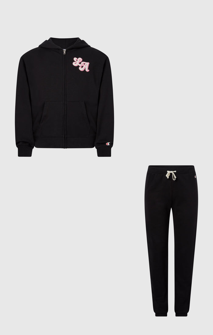 Chándal completo con sudadera con capucha y cremallera completa y pantalón con gráfico para niña