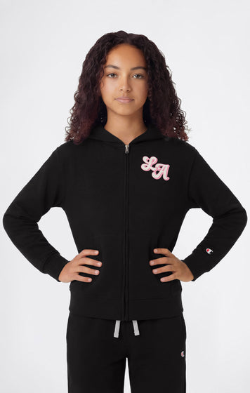 Tuta Completa con Felpa con Cappuccio Zip Intera e Pantaloni con Grafica da Bambina
