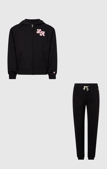 Tuta Completa con Felpa con Cappuccio Zip Intera e Pantaloni con Grafica da Bambina