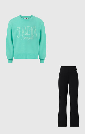 Girls’ Crewneck Sweatshirt and Pants Tracksuit with Graphic