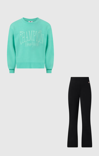 Survêtement avec sweat col rond et pantalon avec graphique pour fille