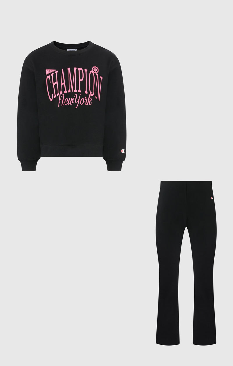 Girls’ Crewneck Sweatshirt and Pants Tracksuit with Graphic