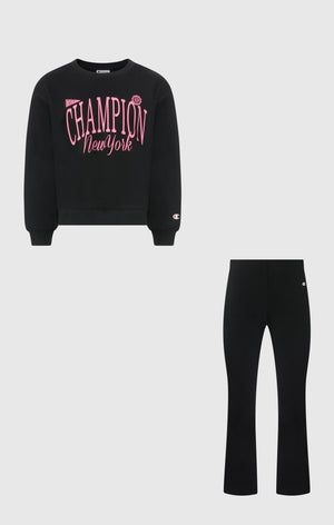 Girls’ Crewneck Sweatshirt and Pants Tracksuit with Graphic