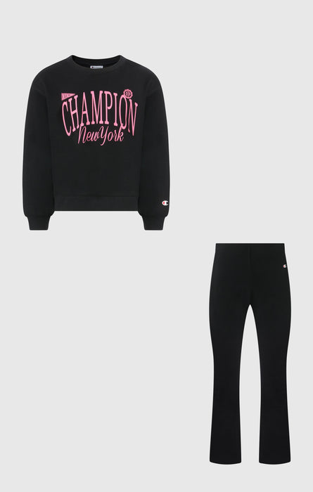 Girls’ Crewneck Sweatshirt and Pants Tracksuit with Graphic