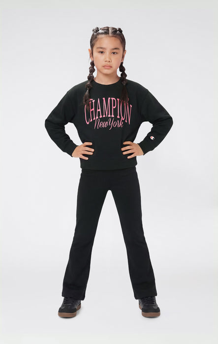 Girls’ Crewneck Sweatshirt and Pants Tracksuit with Graphic
