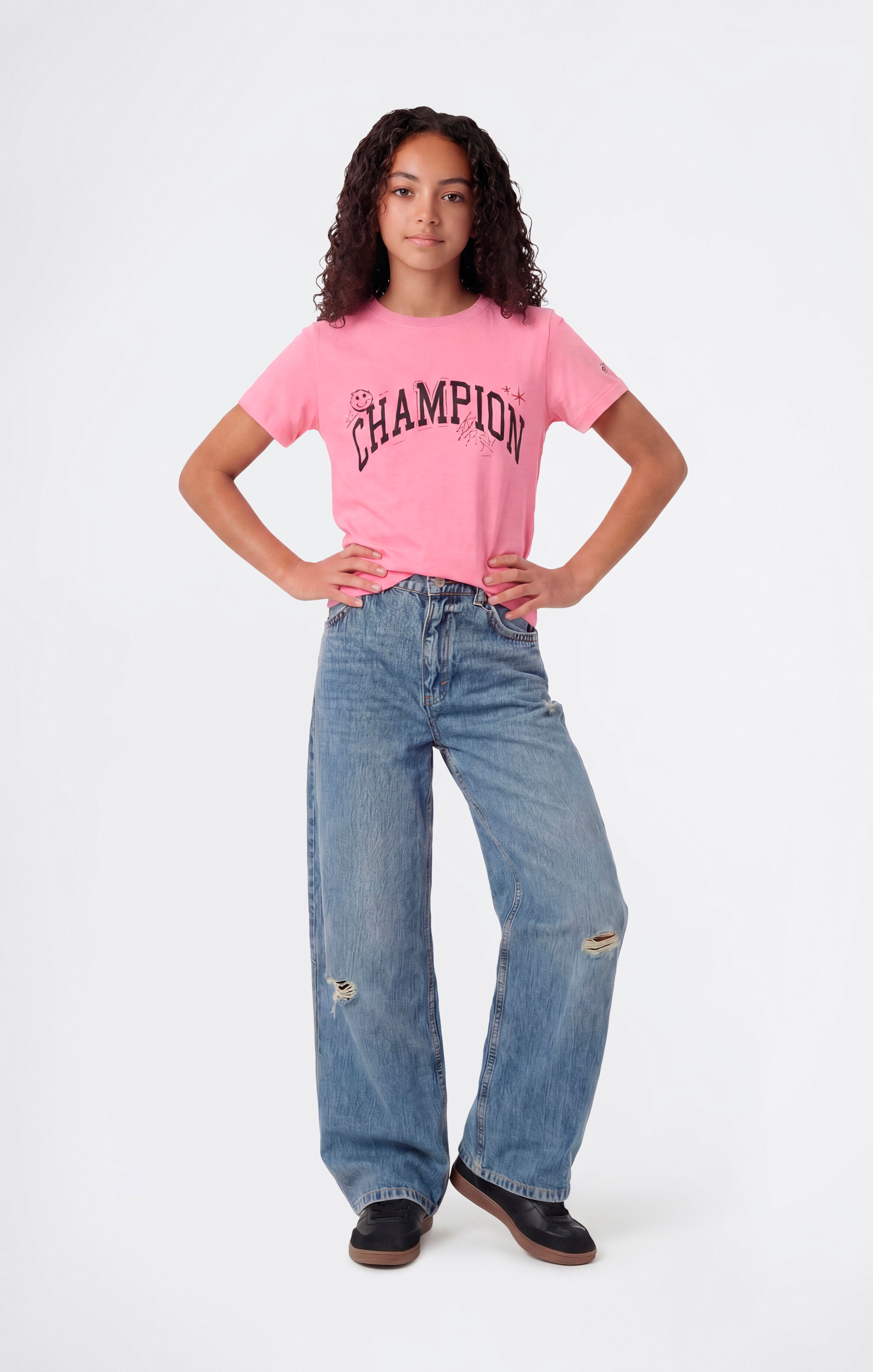 T-shirt Col Rond avec Graphique pour Fille