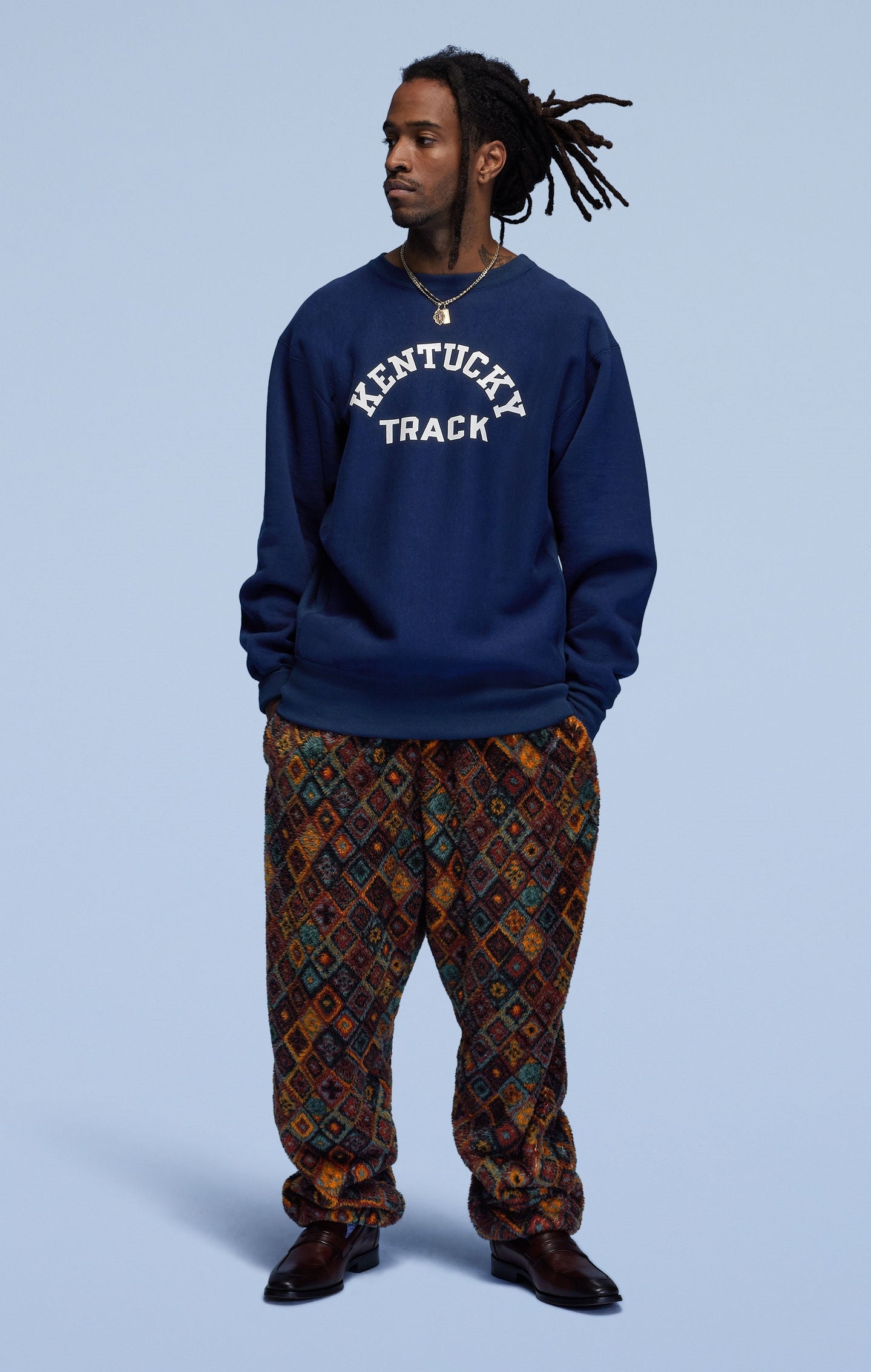 True to Archive Reverse Weave 2nd Patent Print Sweatshirt navy