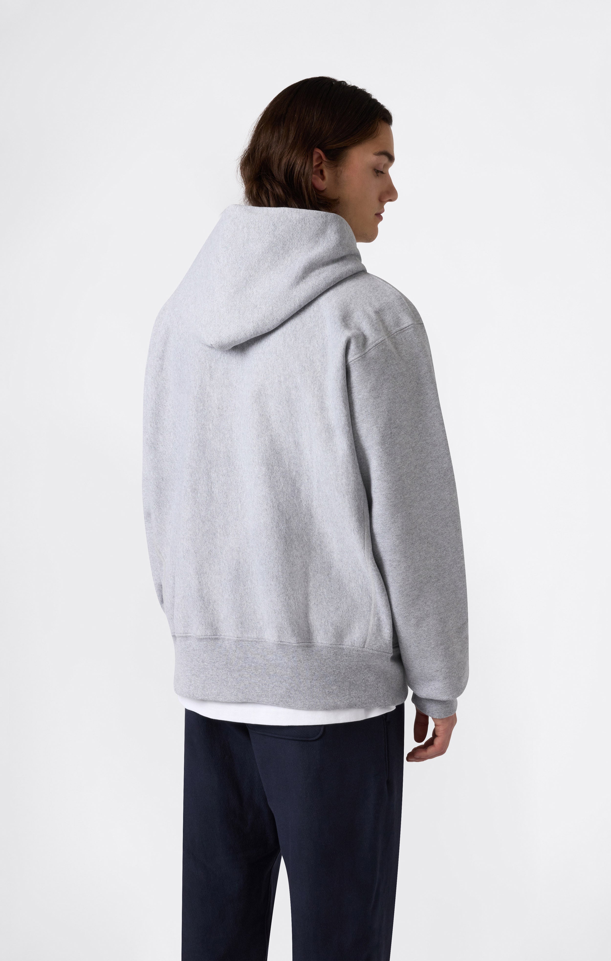 Men's Fleece Reverse Weave Zip Hooded Sweatshirt Made in USA Dark