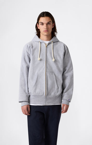 Men's Fleece Reverse Weave Zip Hooded Sweatshirt Made in USA Dark