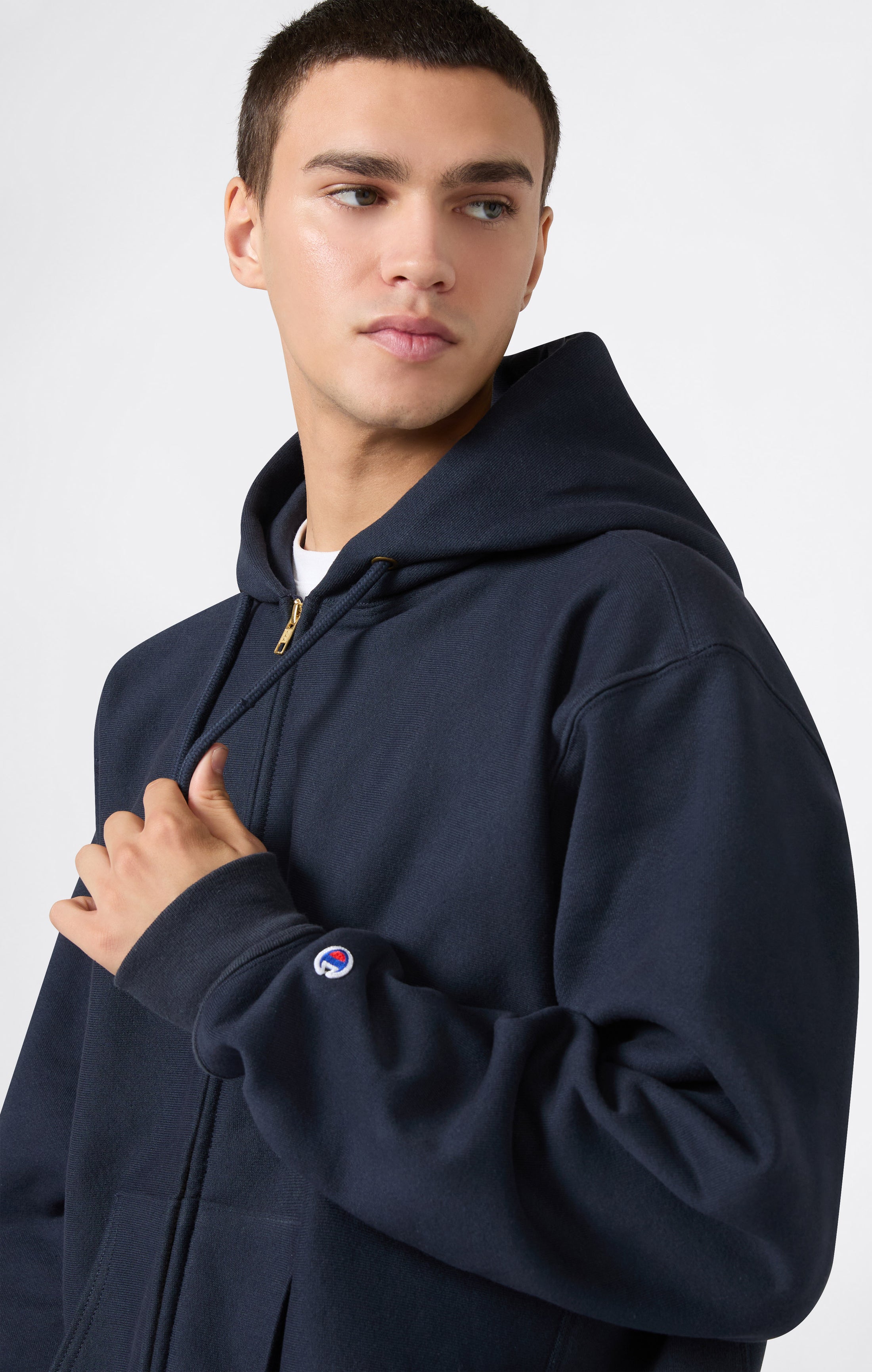 Sweat à Capuche Zippé Reverse Weave avec Intérieur Gratté Homme Made in USA