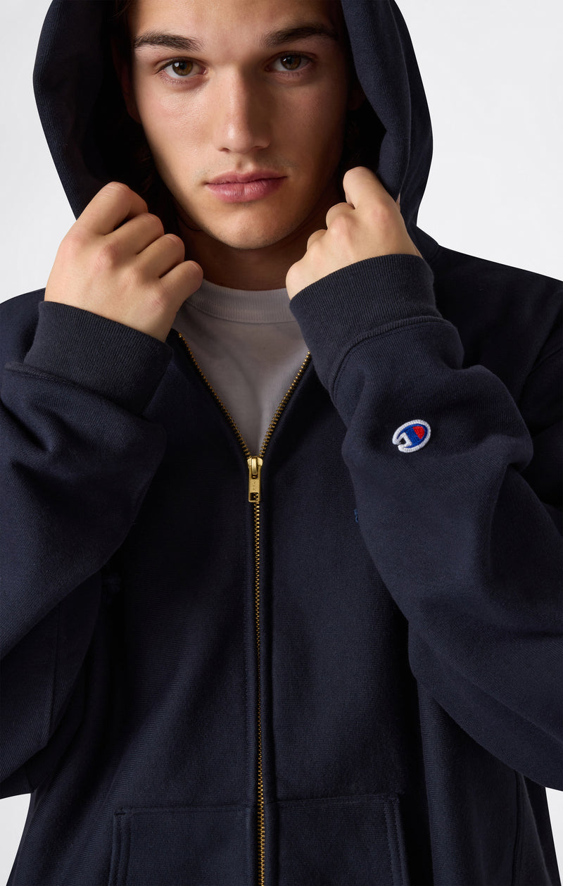 Men's Fleece Reverse Weave Zip Hooded Sweatshirt Made in USA