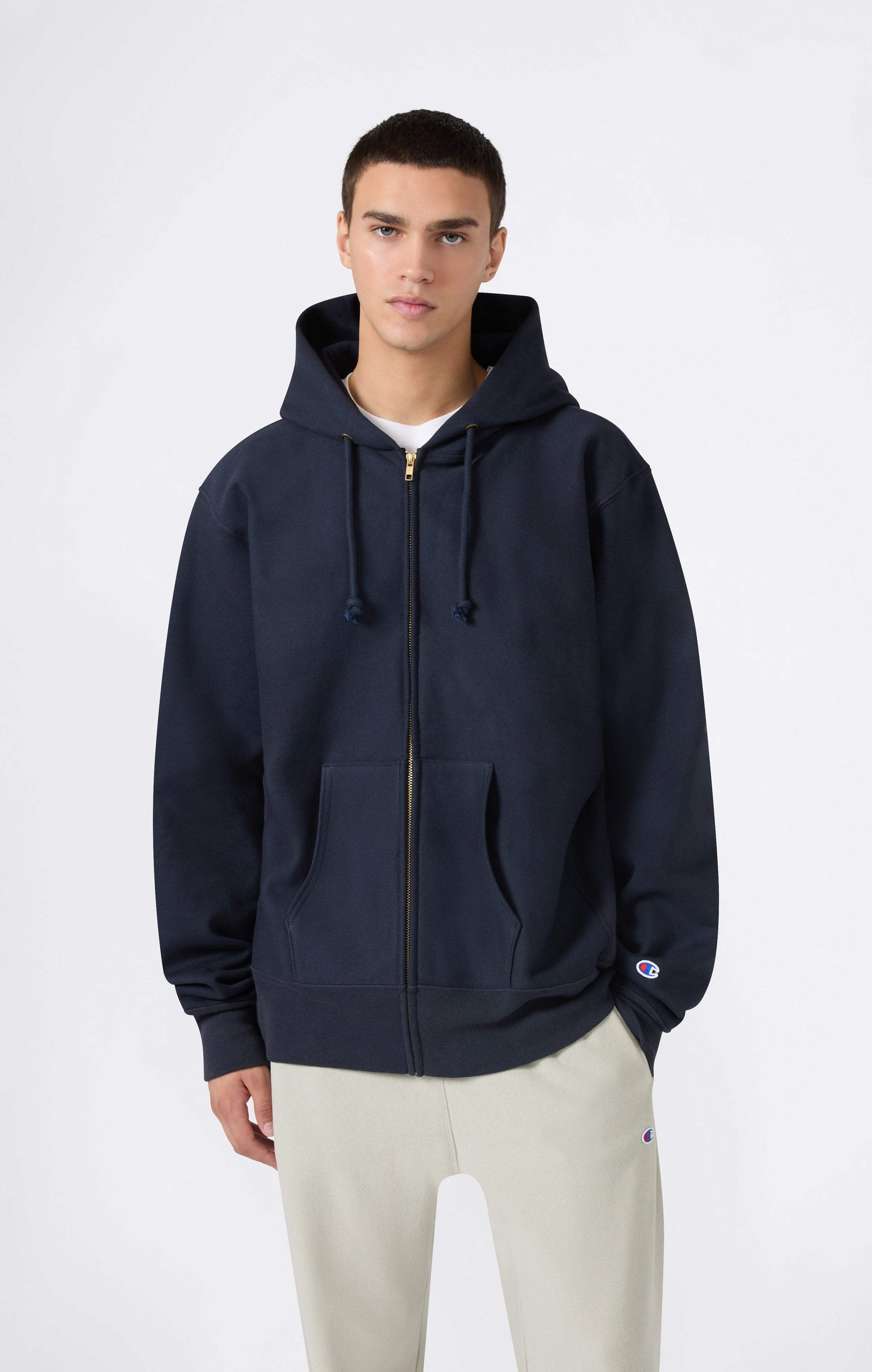 Sweat à Capuche Zippé Reverse Weave avec Intérieur Gratté Homme Made in USA