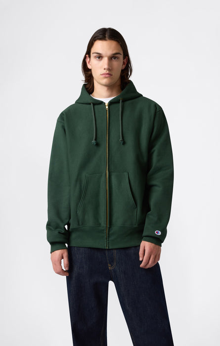 Felpa con Cappuccio e Zip Reverse Weave con Interno Felpato da Uomo Made in USA