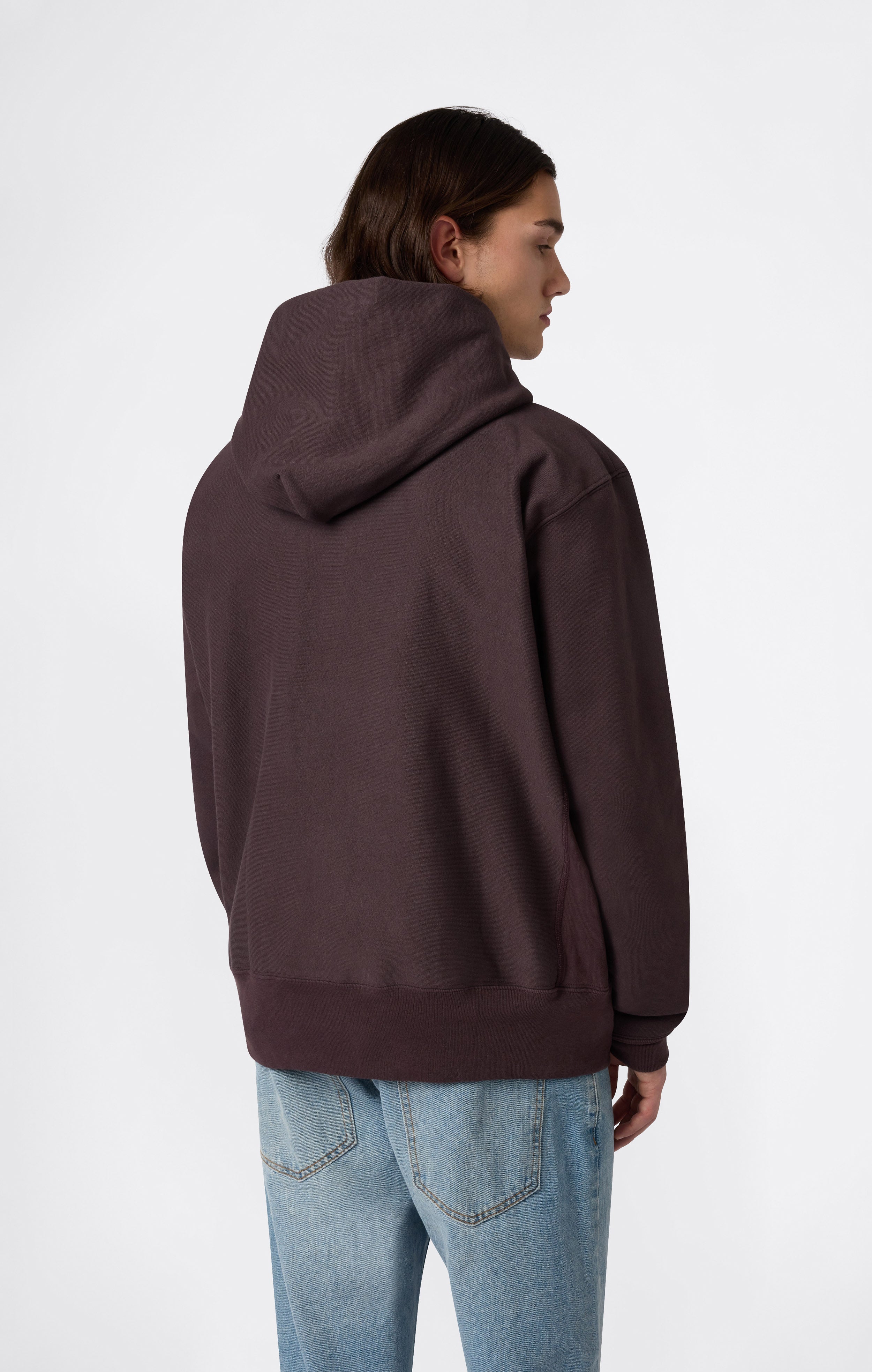 Men's Fleece Reverse Weave Zip Hooded Sweatshirt Made in USA Brown