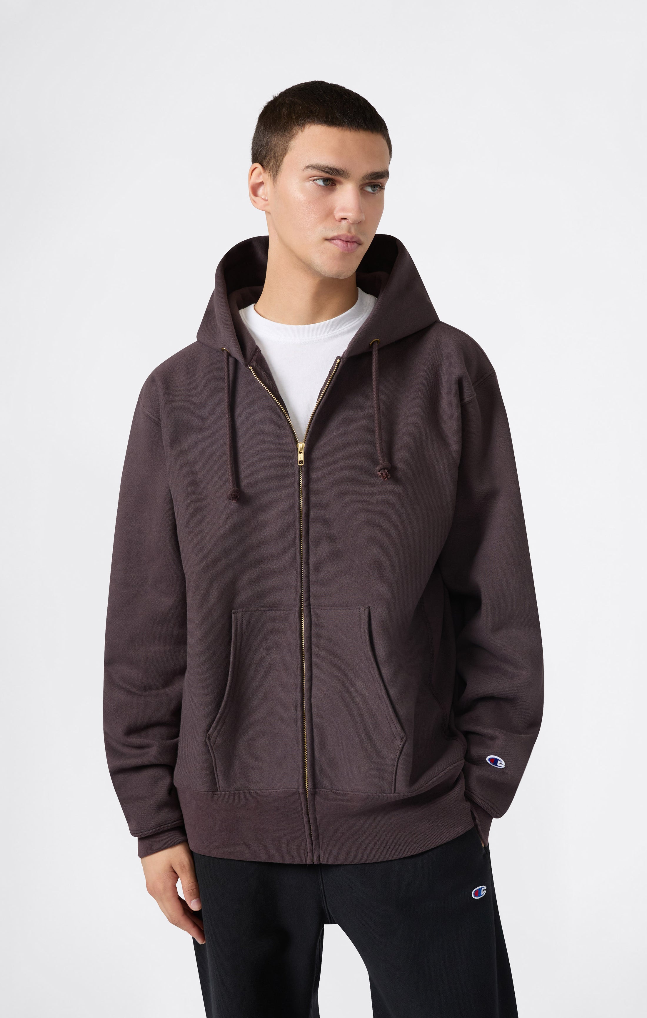 Sweat à Capuche Zippé Reverse Weave avec Intérieur Gratté Homme Made in USA