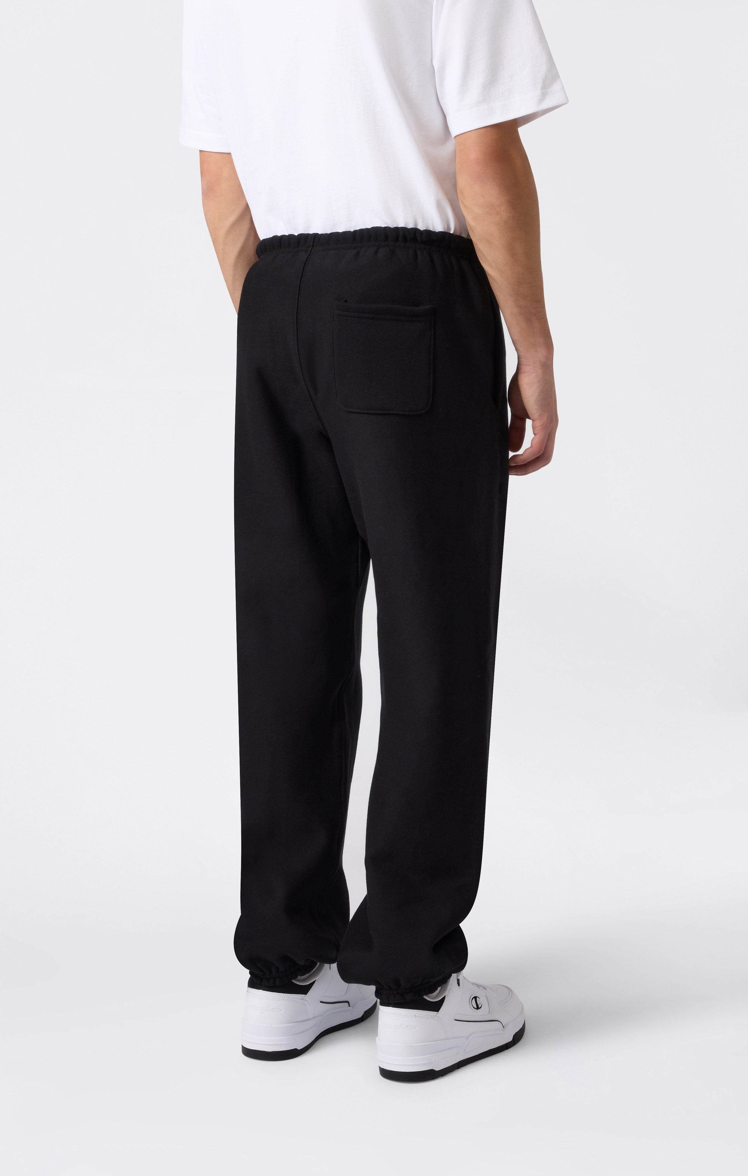 Men's Fleece Reverse Weave Elastic Cuff Pants Made in USA Black