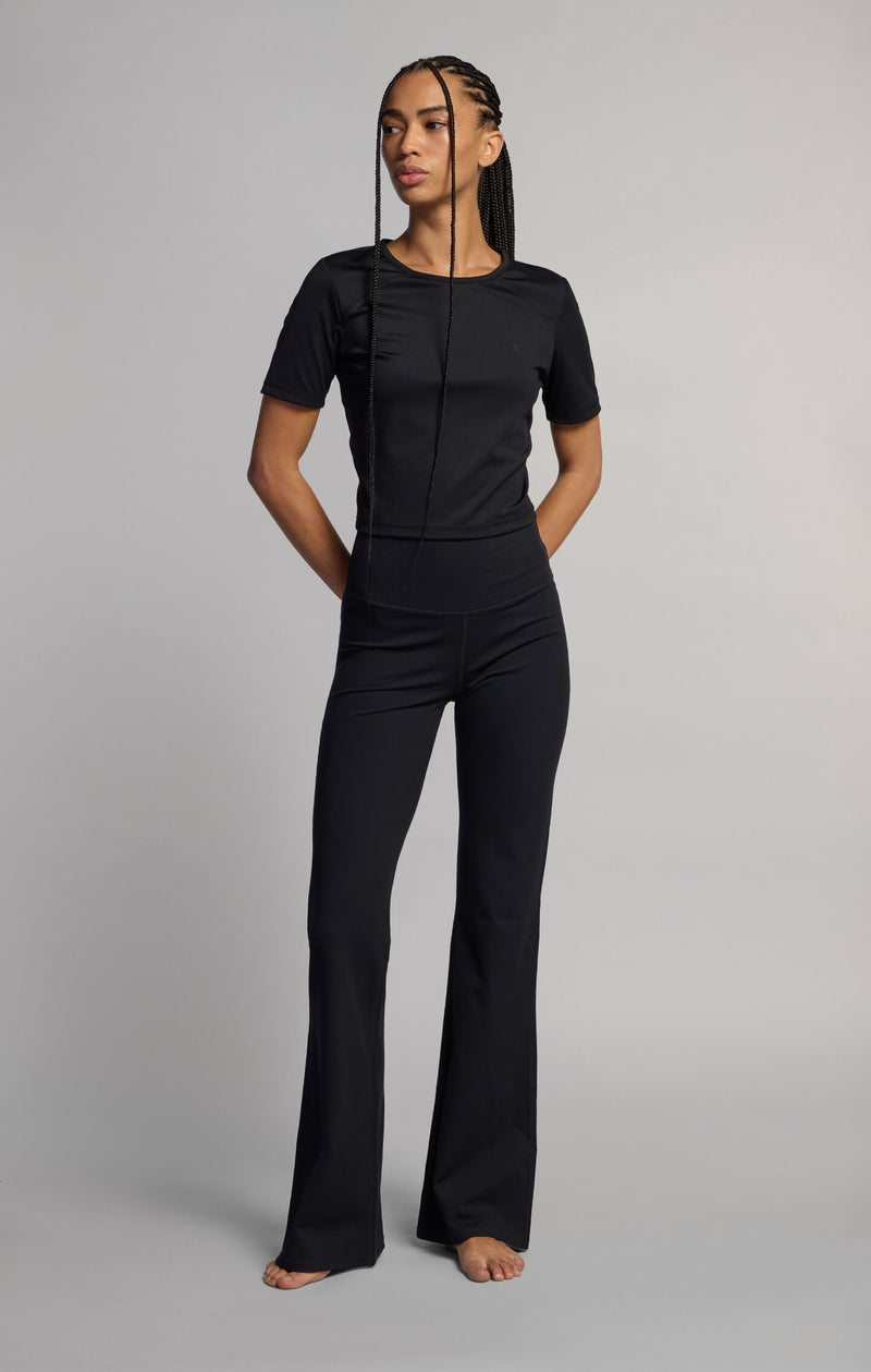 Legging Évasé Femme Taille Haute en Tissu Respirant Athletic Fit