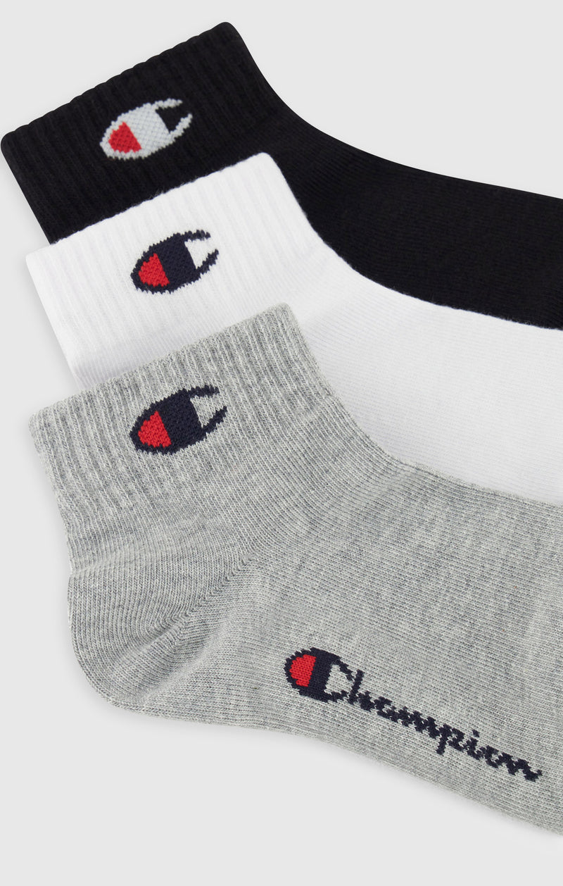 3-Pack Kids’ Quarter Socks with Script Logo and C