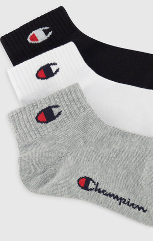 3-Pack Kids’ Quarter Socks with Script Logo and C
