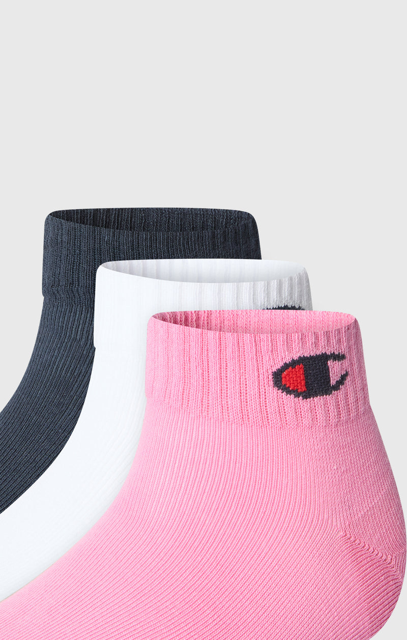 3-Pack Kids’ Quarter Socks with Script Logo and C