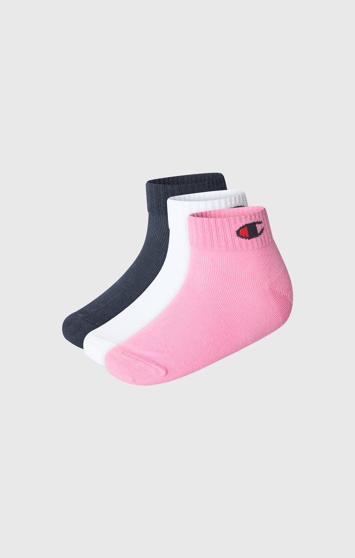 3-Pack Kids’ Quarter Socks with Script Logo and C