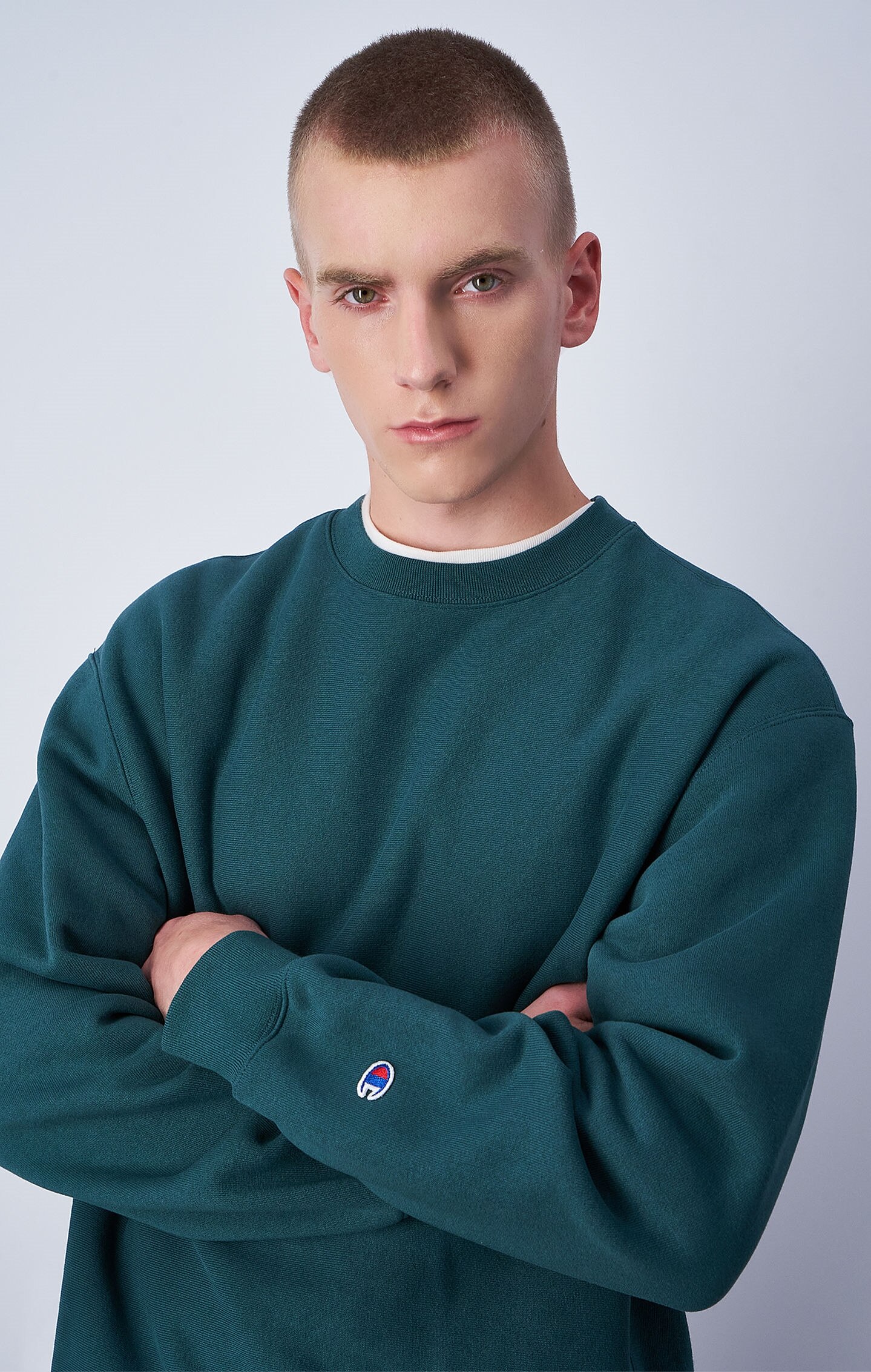 Laubgrün Minimalistisches Reverse Weave Sweatshirt