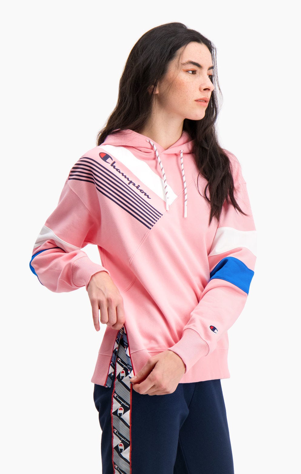 Graphic Stripe And Colour Block Hoodie