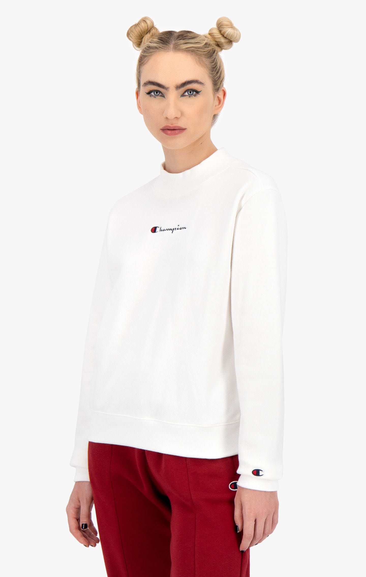 Organic Cotton Blend High Neck Small Script Logo Sweatshirt