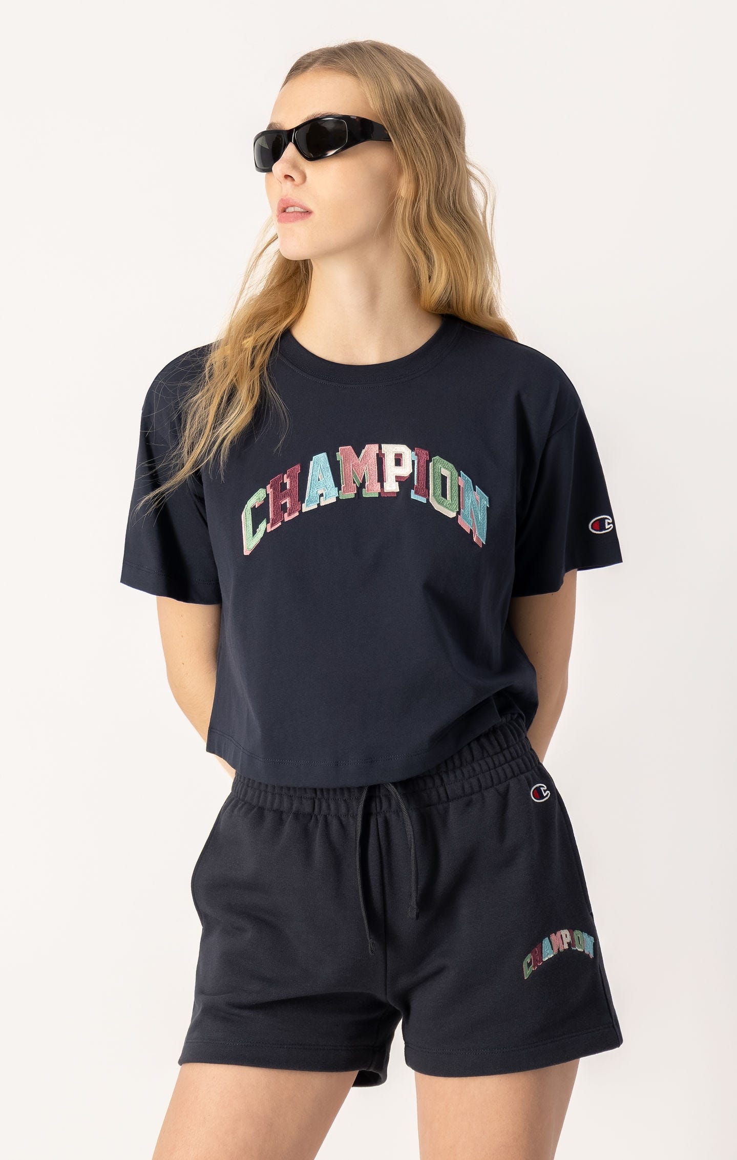 Cropped Embroidered Bookstore Logo T-Shirt
