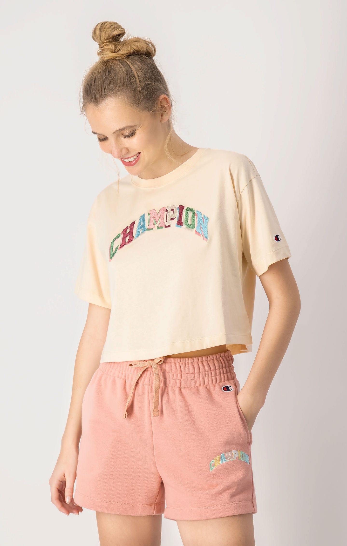 Cropped Embroidered Bookstore Logo T-Shirt