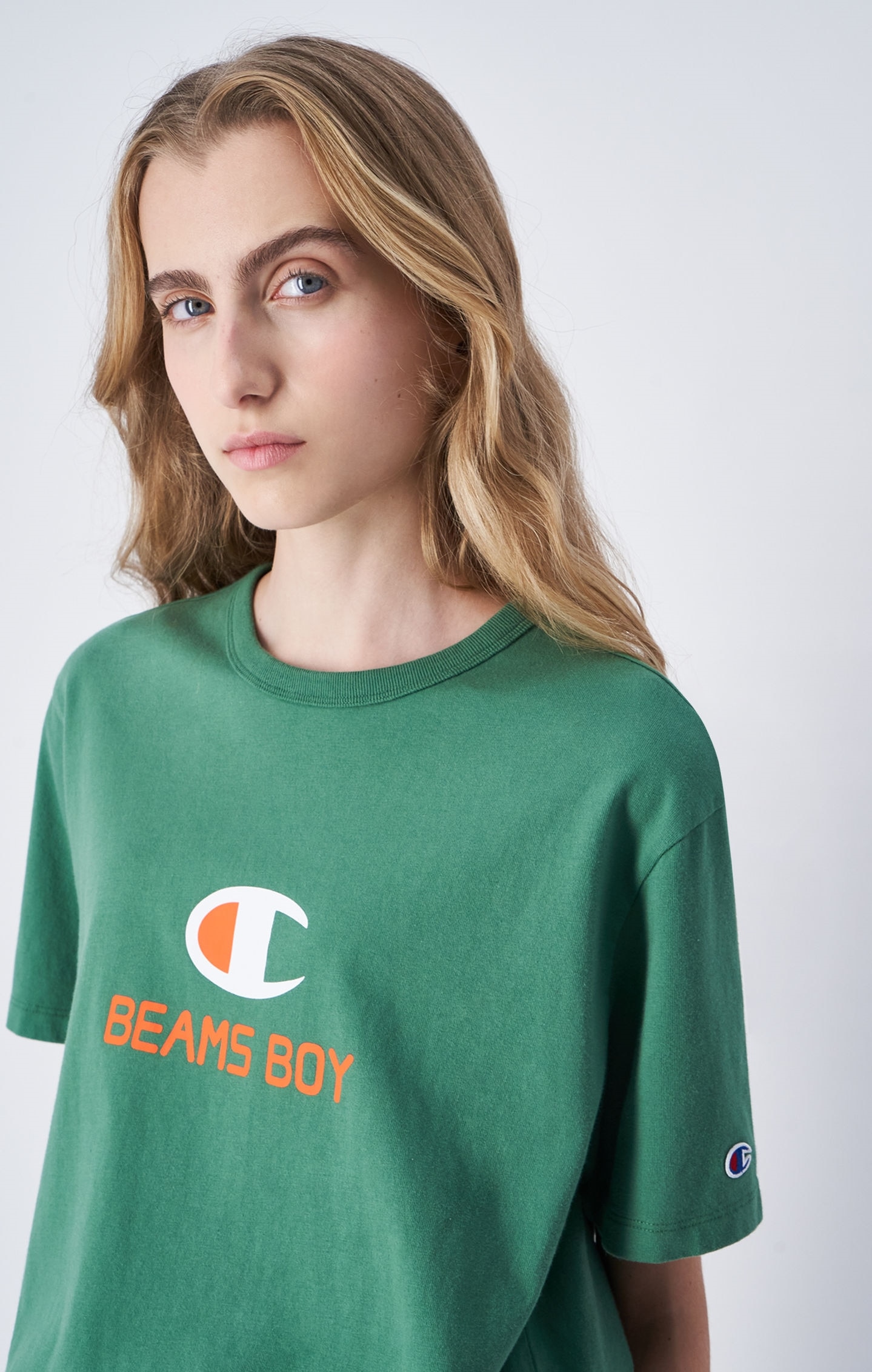 Verde Acceso T-shirt Logo Champion x Beams Boy