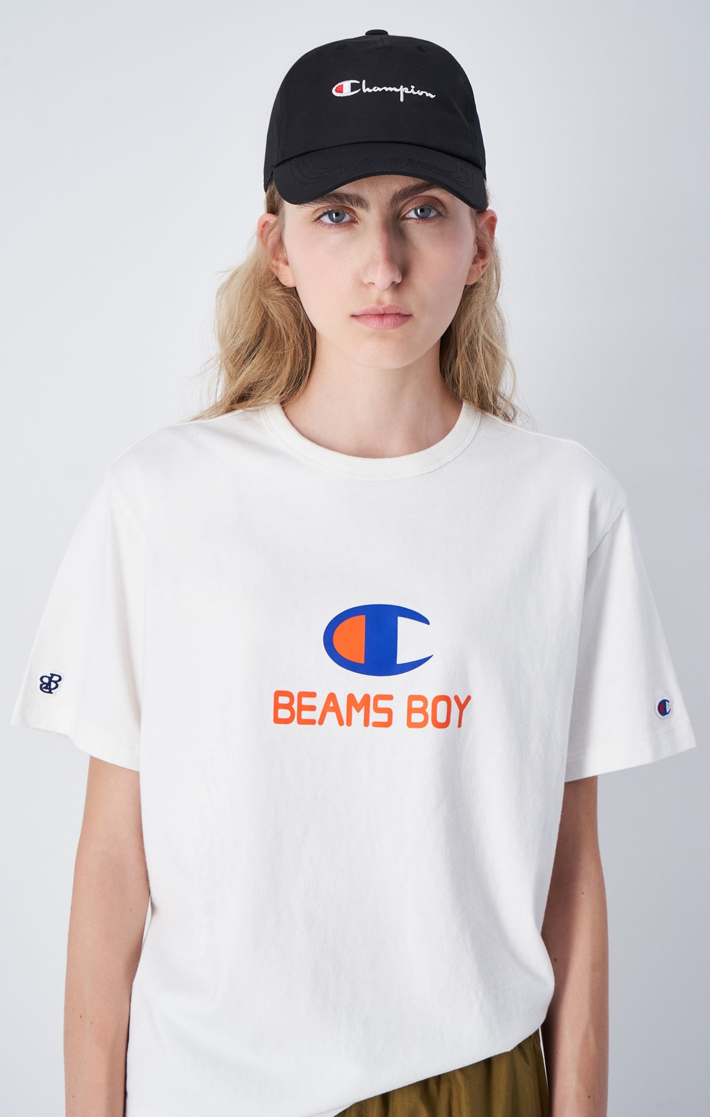 Bianco T-shirt Logo Champion x Beams Boy