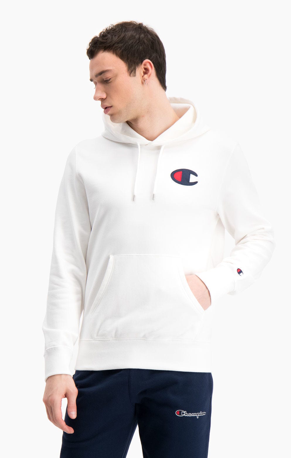 Sweatshirt à capuche en coton bouclé à logo C en satin
