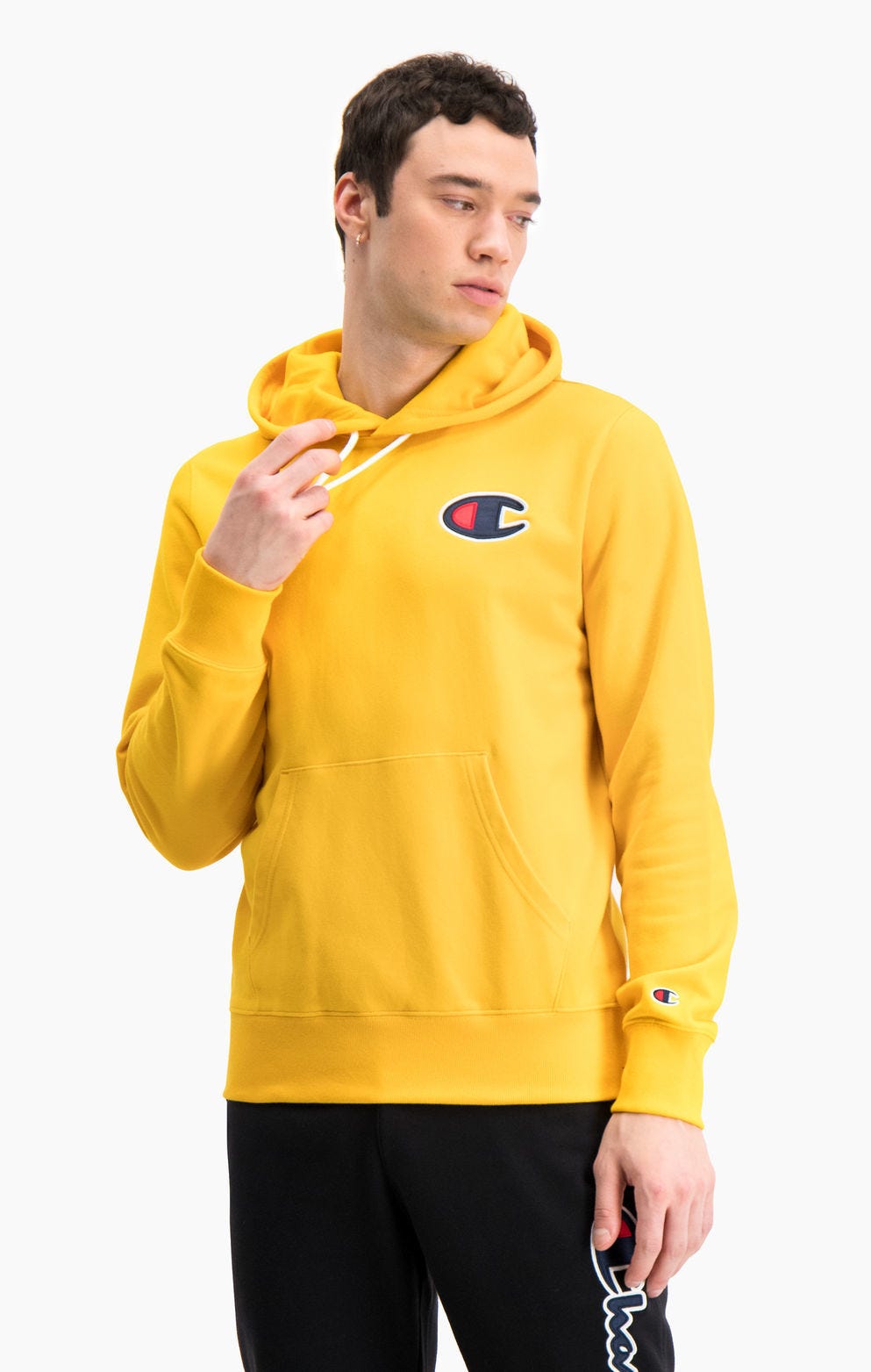 Sweatshirt à capuche en coton bouclé à logo C en satin