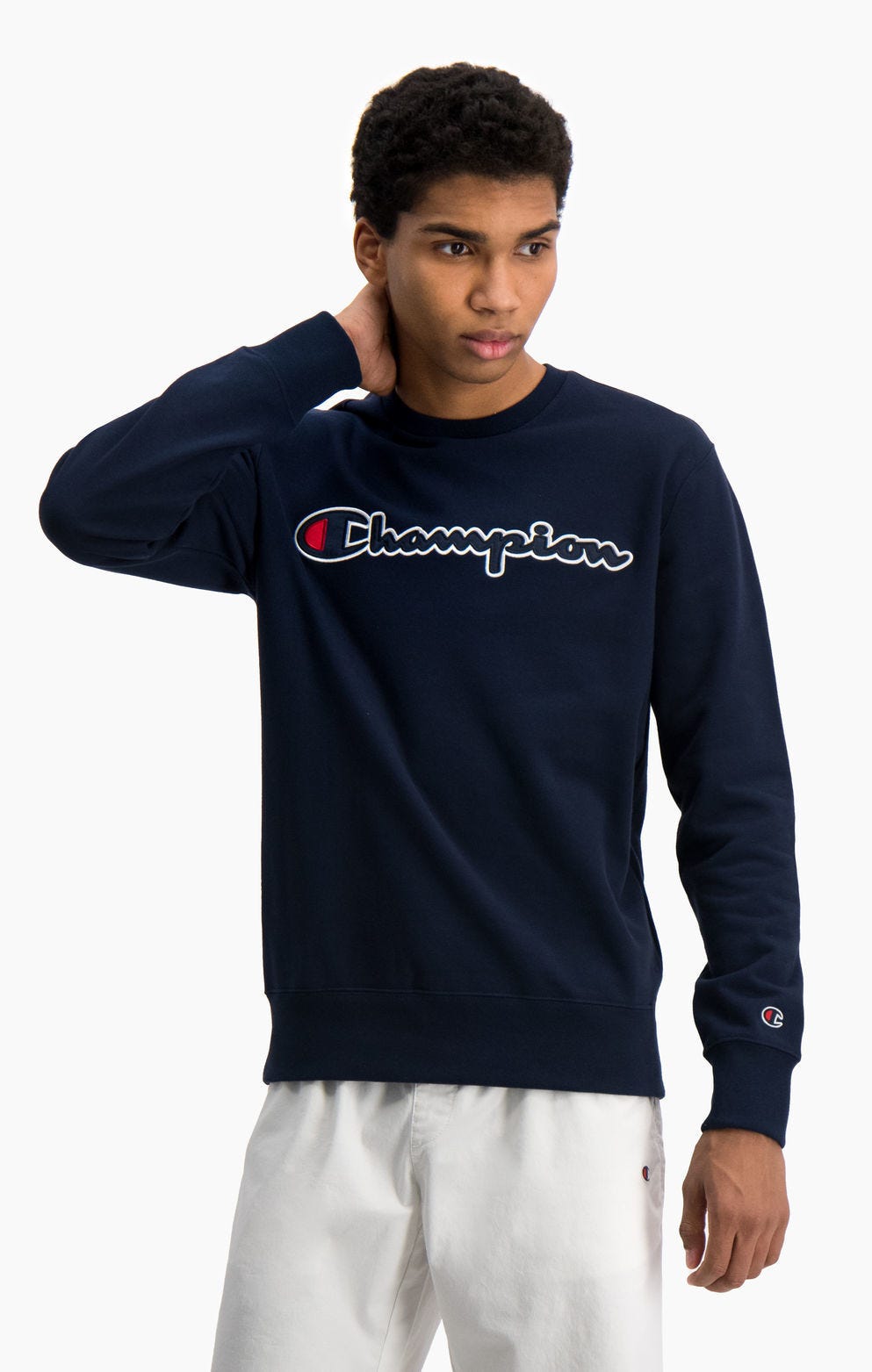 Sweatshirt en coton bouclé à logo Champion en satin