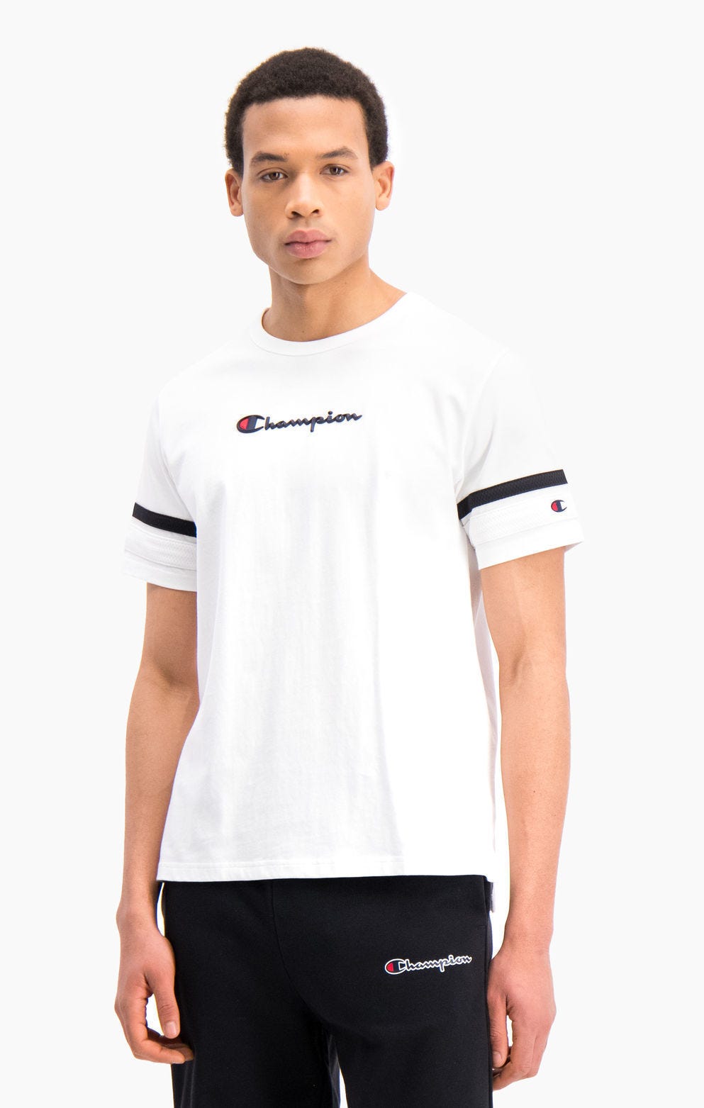 Stripe Detail Script Logo T-Shirt